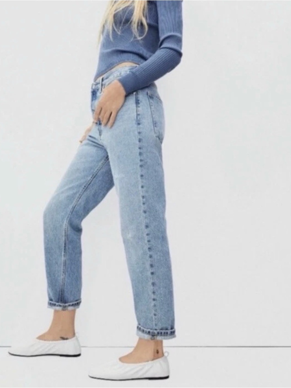 Everlane The Relaxed Straight Jeans Distressed Size 25 Regular Organic Cotton
